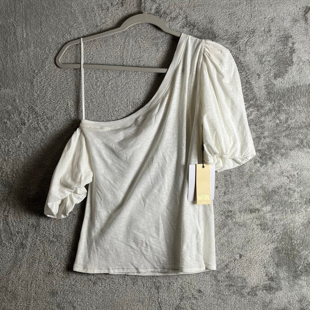 Nation LTD Daphne Asymmetric Tee Off White Medium Minimalist Casual Chic New‎